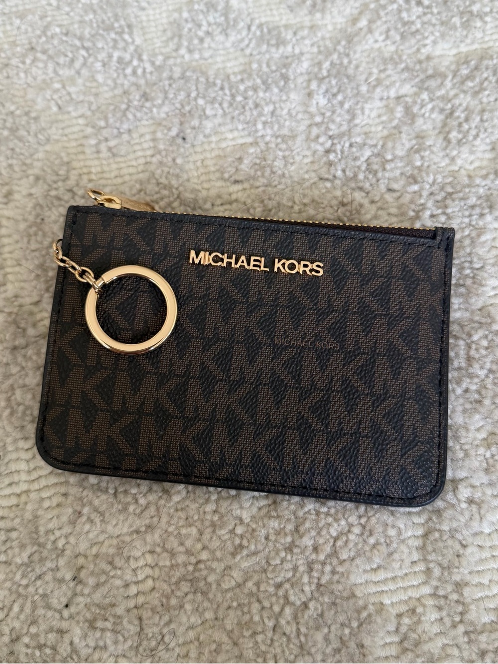 Michael Kors Small MK Signature Coinpouch - Brown - BRAND NEW